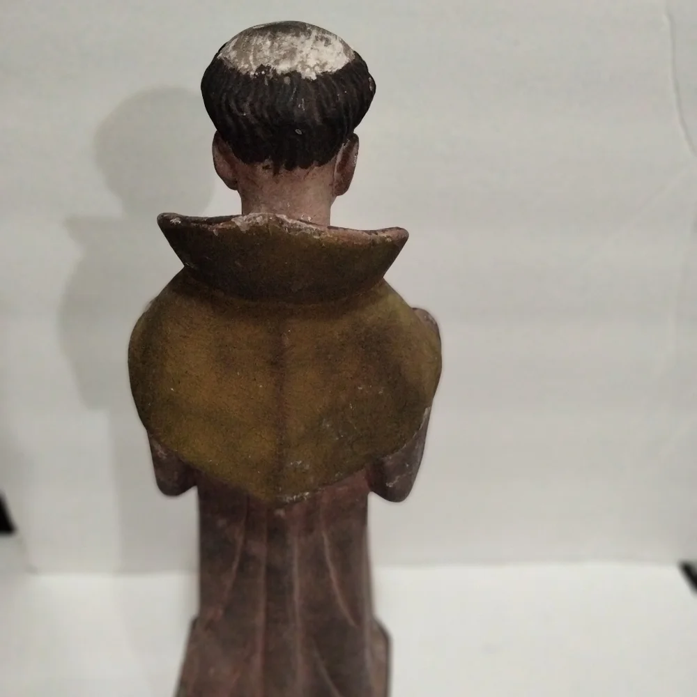 Antique religious saint wooden hand carved sculpture Spanish hand painted - Picture 6 of 11